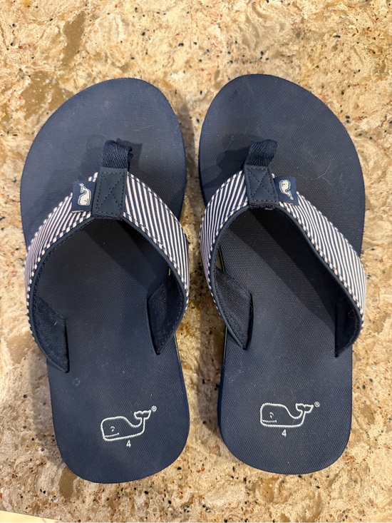 Vineyard Vines Other - Vineyard Vines Navy Striped Strap Whale Flip Flops